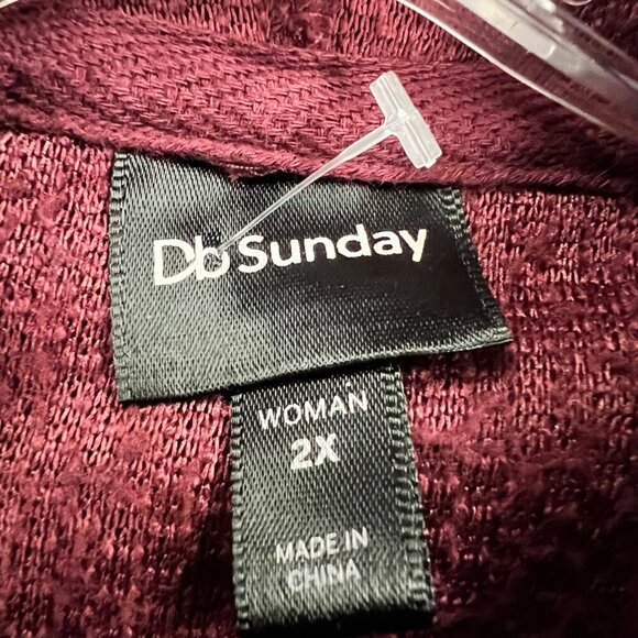 Db Sunday Women's Sherpa Hoodie Long Sleeve Pullover Maroon Size 2X - Picture 8 of 9